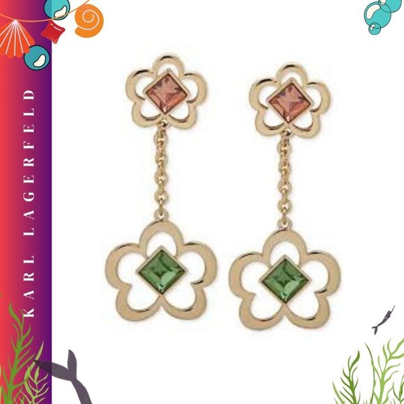Karl Lagerfeld Gold and Silver Flower Earrings - Picture 1 of 9